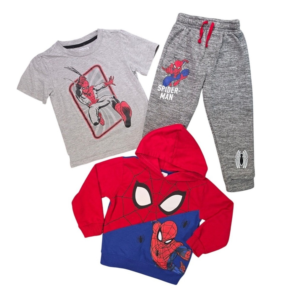 Marvel Spider-Man Boys Size 5 Hoodie Joggers Graphic Tee 3 Piece Lot